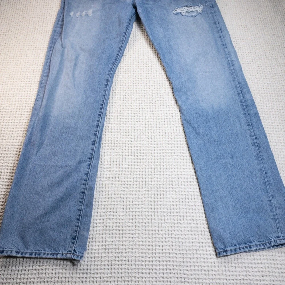 Polo Ralph Lauren Distressed Light Wash Blue Denim Jeans Mens 33x32 Straight Leg